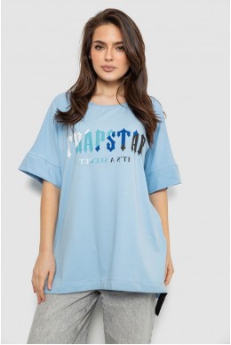 Футболка женская с принтом, цвет голубой, 244R4012