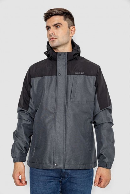 Куртка чоловіча демісезонна з капюшоном  -уцінка, колір сіро-чорний, 214R61035-U-17