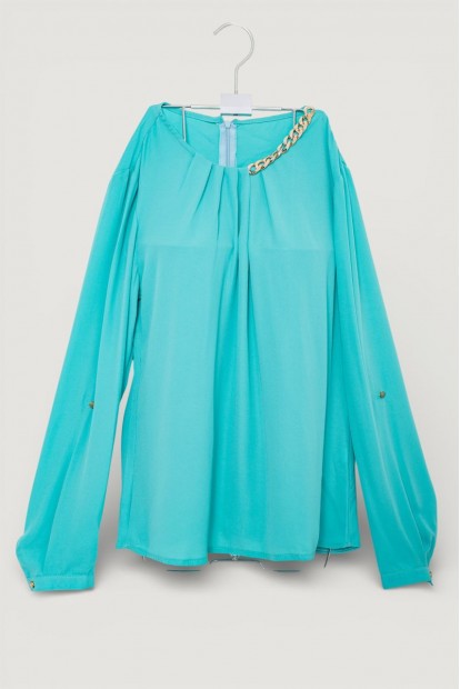 Блуза однотонна  -уцінка, колір світло-бірюзовий, 230R306-U-81