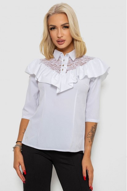 Блуза класична 230R84-1-U-4 -уцінка, колір Білий