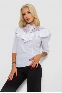 Блуза классическая 230R84-1-U-7 -уценка, цвет Белый - фото № 2