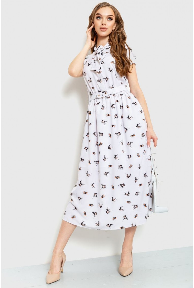 Купити Сукня з поясом, колір білий, 230R027 - Фото №1