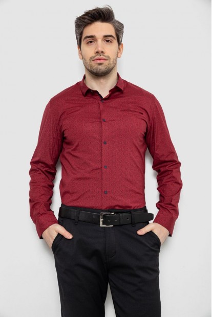 Рубашка мужская с принтом, цвет бордовый, 186R2009