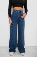 Джинси жіночі однотонні Wide Leg, колір синій, 244R00364 - фото № 0