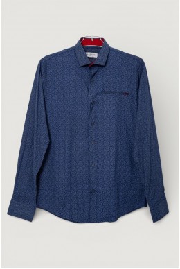 Рубашка мужская с принтом, цвет синий, 186R2009