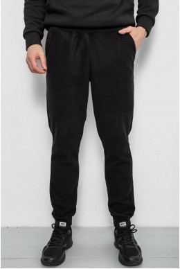 Спортивні штани чоловічі однотонні на поларфлісі, колір чорний, 257R20