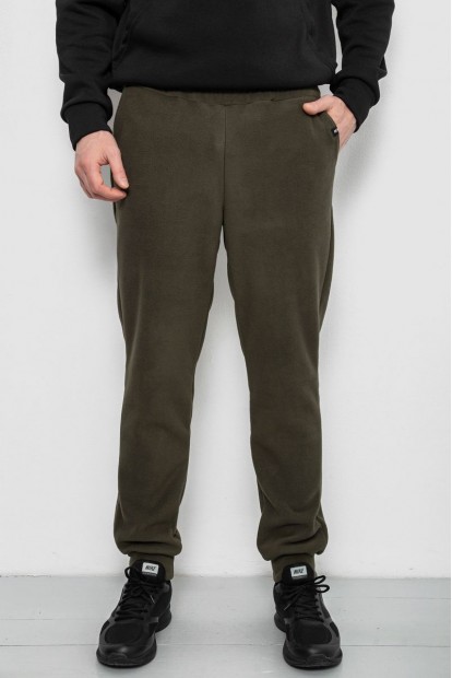 Спортивні штани чоловічі однотонні на поларфлісі, колір хакі, 257R20