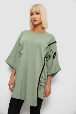 Футболка женская с принтом, цвет оливковый, 244R4007