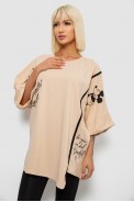 Футболка жіноча з принтом, колір бежевий, 244R4007 - фото № 0