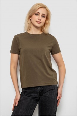Футболка женская однотонная, цвет хаки, 244R802-5