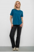 Футболка жіноча однотонна, колір джинс, 244R802-5 - фото № 1