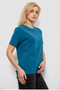 Футболка жіноча однотонна, колір джинс, 244R802-5 - фото № 2