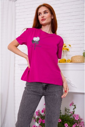 Женская футболка цвета фуксии с принтом 198R020