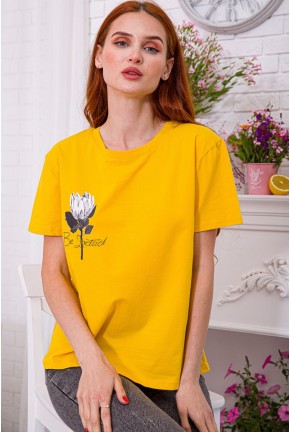 Женская горчичная футболка с принтом 198R020