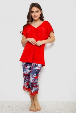 Пижама женская с принтом  -уценка, цвет красный, 243R1602-006-U-1