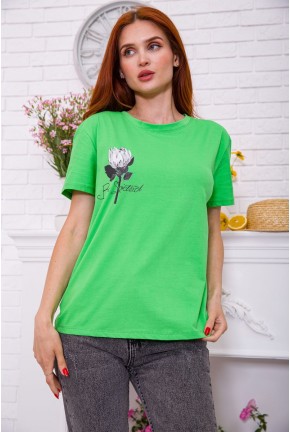 Женская салатовая футболка с принтом 198R020