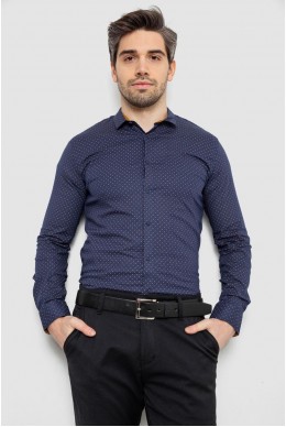 Рубашка мужская однотонная с принтом, цвет темно-синий, 186R2097