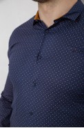 Сорочка чоловіча однотонна з принтом, колір темно-синій, 186R2097 оптом - фото № 4