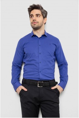 Рубашка мужская однотонная с принтом, цвет электрик, 186R2097