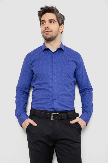 Рубашка мужская однотонная с принтом, цвет электрик, 186R2097