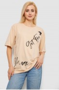 Футболка женская с принтом, цвет бежевый, 244R3005 - фото № 0