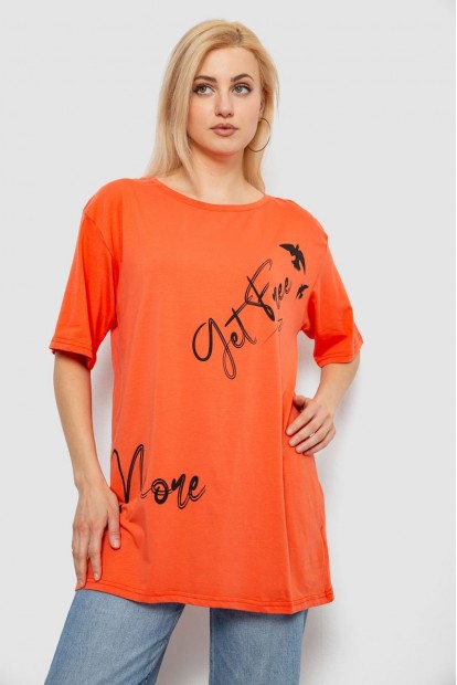 Футболка женская с принтом, цвет оранжевый, 244R3005
