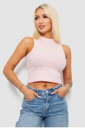 Топ женский однотонный в рубчик, цвет розовый, 221R5077 - фото № 0
