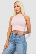 Топ женский однотонный в рубчик, цвет розовый, 221R5077 - фото № 2