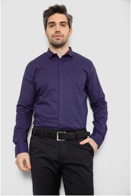 Рубашка мужская однотонная с принтом, цвет синий, 186R2097