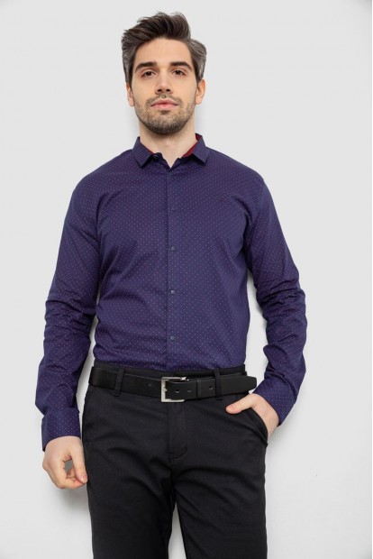 Рубашка мужская однотонная с принтом, цвет синий, 186R2097