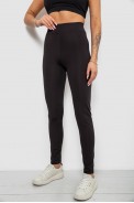 Лосини жіночі однотонні на флісі, колір чорний, 214R329-1 - фото № 2