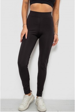 Лосины женские однотонные на флисе, цвет черный, 214R329-1