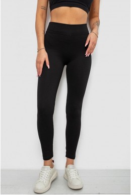 Лосини жіночі однотонні на флісі 214R329-1, колір Чорний