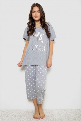 Піжама жіноча з принтом  -уцінка, колір сірий, 243R1602-011-U-1