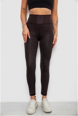 Лосины женские однотонные с принтом, цвет черный, 214R923