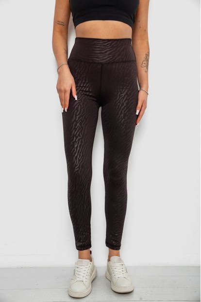 Лосины женские однотонные с принтом, цвет черный, 214R923