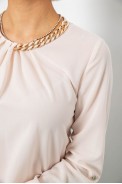 Блуза однотонная  -уценка, цвет бежевый, 230R306-U-90 - фото № 4