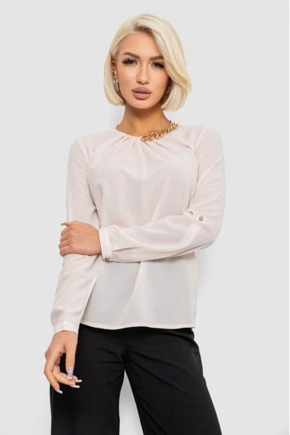 Блуза однотонна  -уцінка, колір бежевий, 230R306-U-90