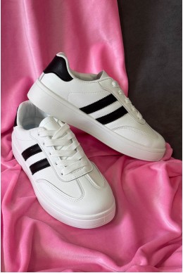 Кросівки жіночі екошкіра, колір біло-чорний, 248RJH700-10