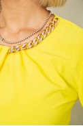 Блуза однотонна  -уцінка, колір жовтий, 230R306-U-95 - фото № 4