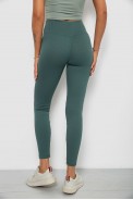 Лосины однотонные в рубчик, цвет темно-оливковый, 244R312-5 - фото № 3