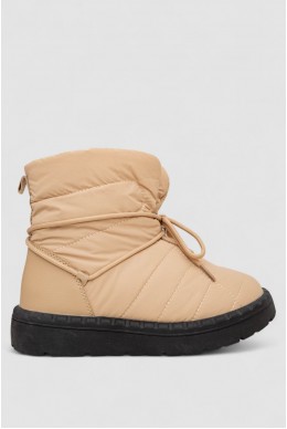 Дутики женские зимние на меху, цвет черно-бежевый, 248RFM19