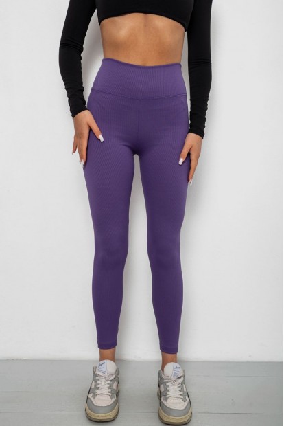 Лосини однотонні в рубчик, колір фіолетовий, 244R312-5