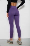 Лосины однотонные в рубчик, цвет фиолетовый, 244R312-5 - фото № 3
