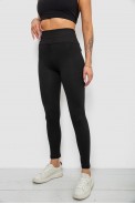 Лосини жіночі однотонні на флісі, колір чорний, 214R335 - фото № 2