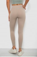 Лосины однотонные в рубчик, цвет светло-бежевый, 244R312-5 - фото № 3
