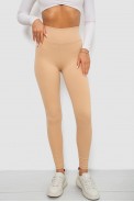 Лосины однотонные в рубчик, цвет бежевый, 244R312-5 - фото № 0