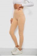 Лосины однотонные в рубчик, цвет бежевый, 244R312-5 - фото № 2