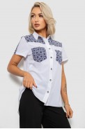 Сорочка класична з принтом, колір біло-синій, 230R7214-1 - фото № 2