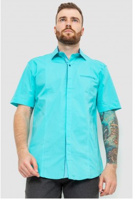 Мужская рубашка с принтом, цвет бирюзовый, 186R7108